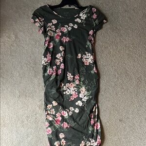 Isabel Maternity by Ingrid & Isabel Floral Midi Dress - Green and Pink